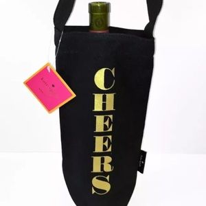 Kate Spade CHEERS Black  Lettering Wine Tote Bag